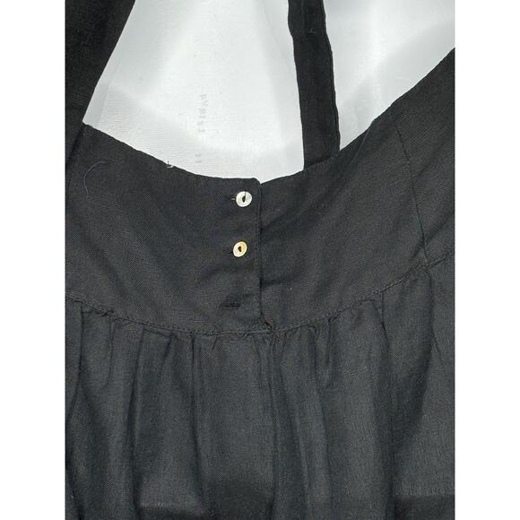 Free People Erin Ruffle Backless With Bow Tie Detail Mini Dress XS Black Cotton - Picture 4 of 10